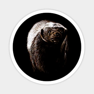 Defiant Defender: Honey Badger Stands Guard in This Striking Tee Design Magnet